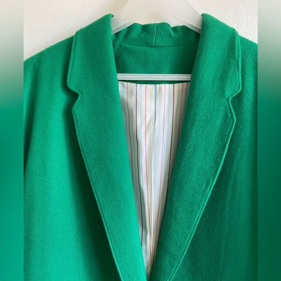 Vintage I.Magnin Blazer 100% Wool Green Size M Career business casual - Picture 7 of 10